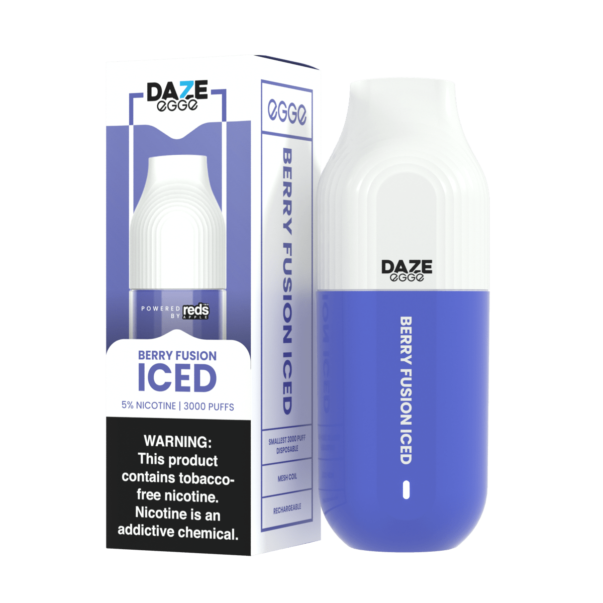 7 Daze Disposable Vape Berry Fusion Iced 7 Daze Egge Disposable Vape (5%, 3000 Puffs)