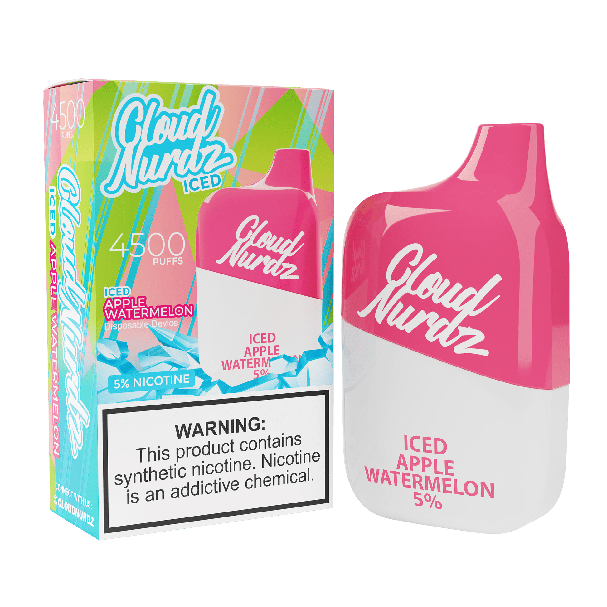 Cloud Nurdz Disposable Vape Apple Watermelon Iced Cloud Nurdz 4500 Disposable Vape (5%, 4500 Puffs)