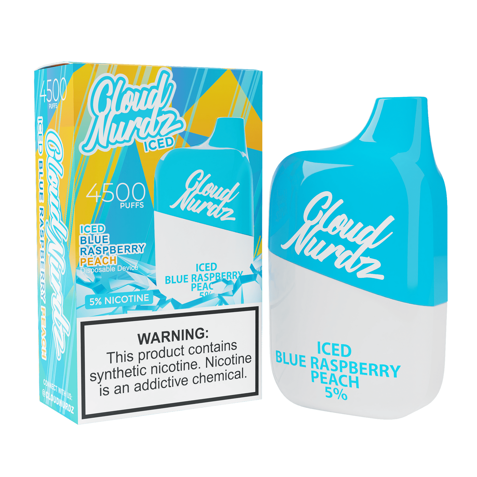 Cloud Nurdz Disposable Vape Blue Raspberry Peach Iced Cloud Nurdz 4500 Disposable Vape (5%, 4500 Puffs)