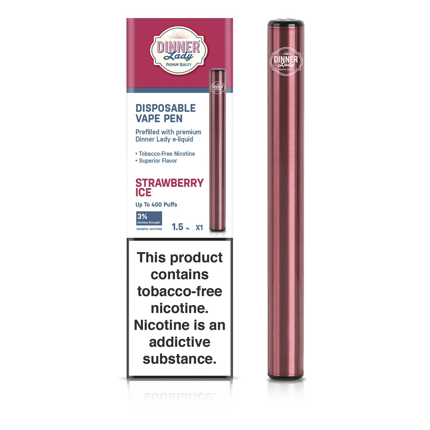 Dinner Lady Disposable Vape Strawberry Ice Dinner Lady Tobacco-Free Nicotine Disposable Vape