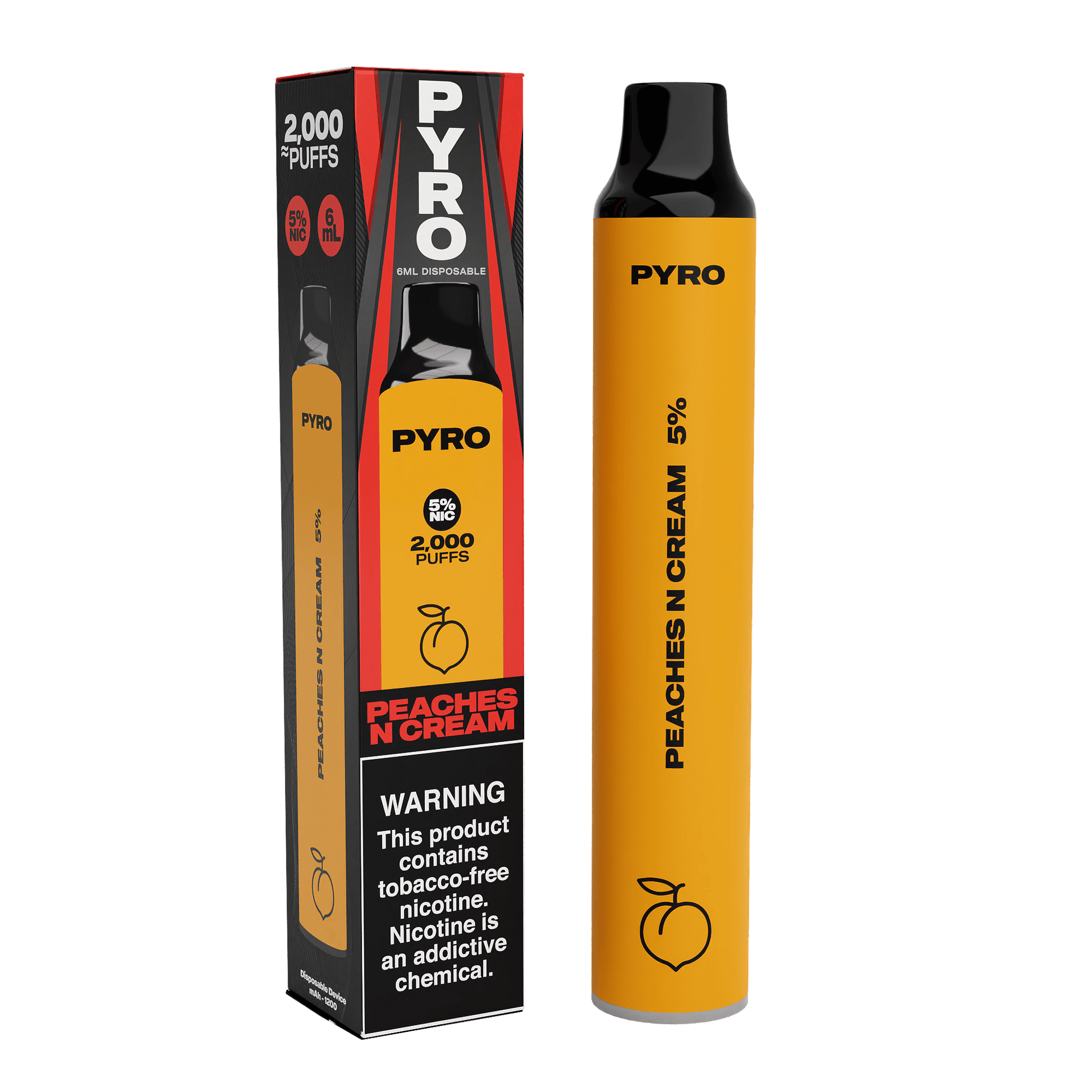 PYRO Disposable Vape Peaches N Cream PYRO 2000 Disposable Vape