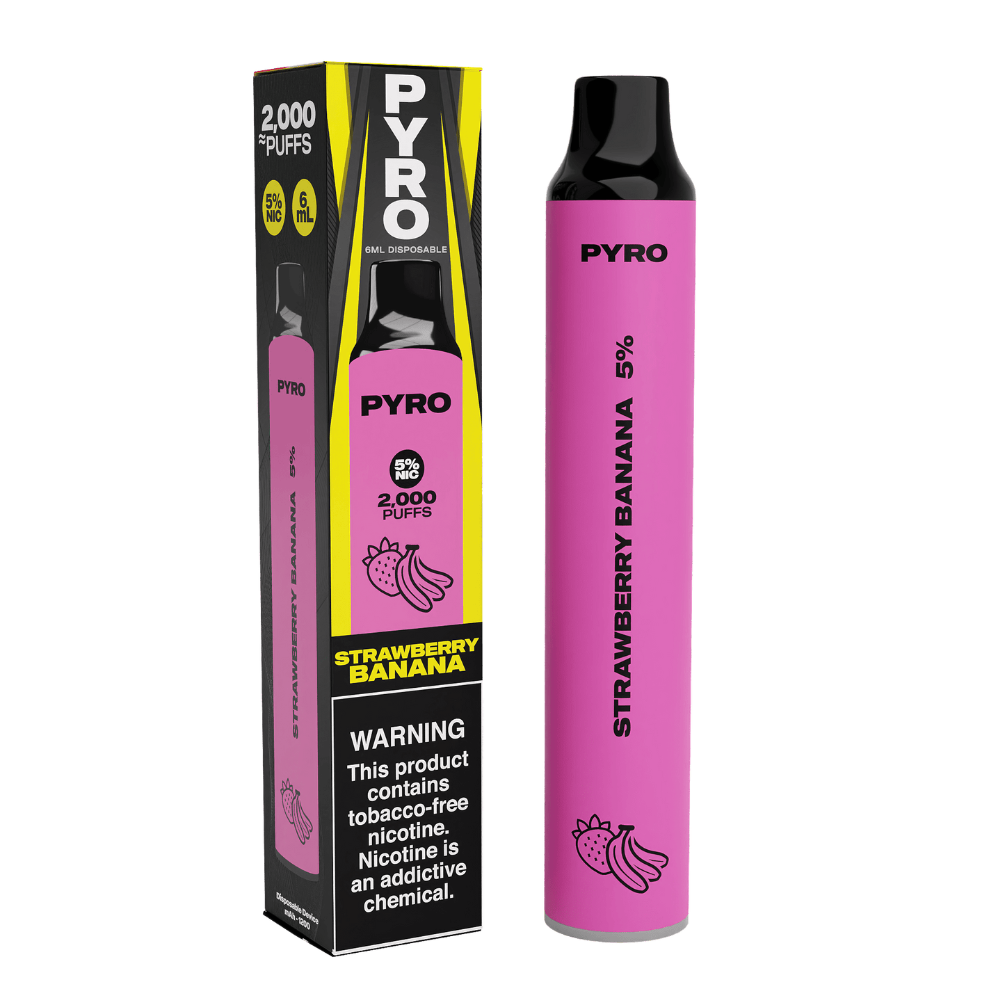 PYRO Disposable Vape Strawberry Banana PYRO 2000 Disposable Vape