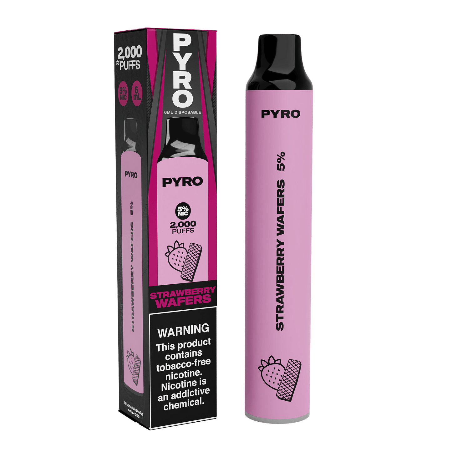 PYRO Disposable Vape Strawberry Wafers PYRO 2000 Disposable Vape